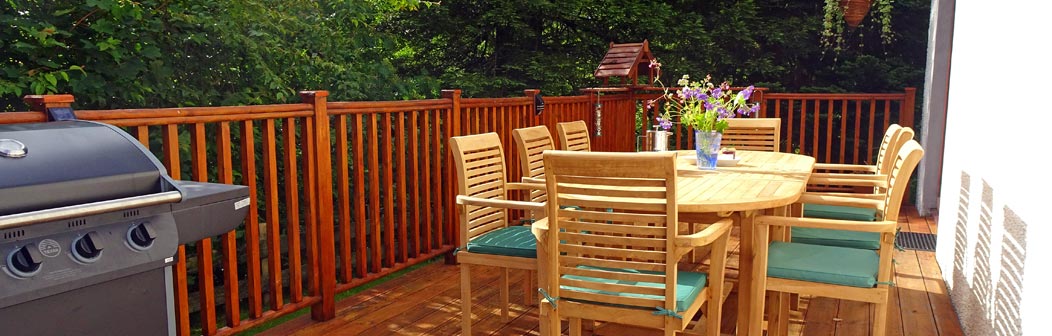 Decked seating area Decked seating area